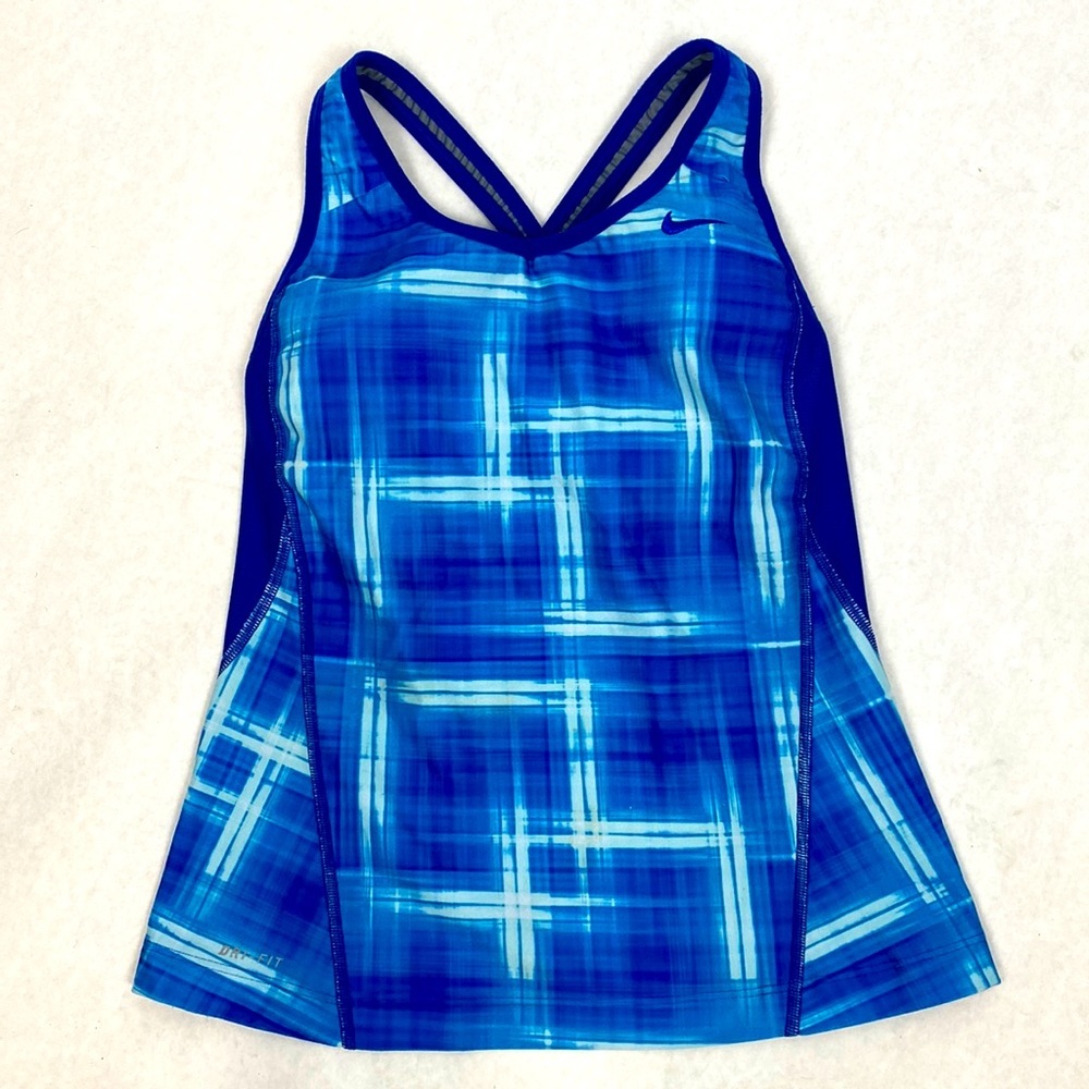 Nike Workout Tank Top Sz Small Built-in Bra Blue Exercise Running Yoga